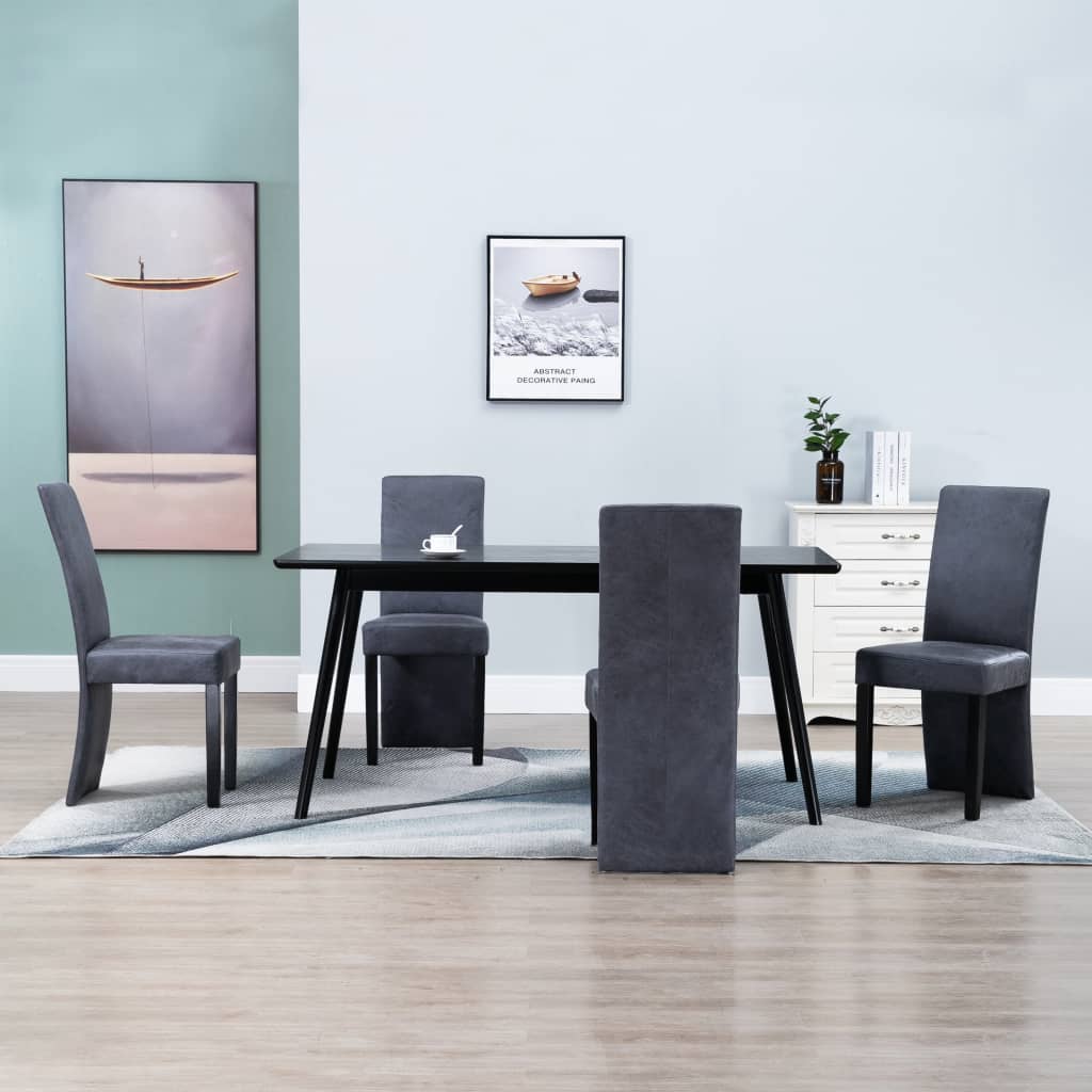 vidaXL Dining Chairs 4 pcs Gray Faux Suede Leather