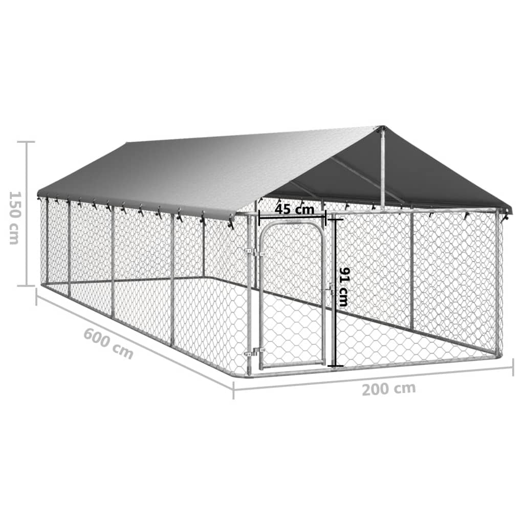 vidaXL Outdoor Dog Kennel with Roof 236.2"x78.7"x59.1"