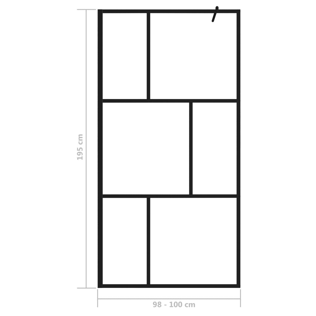 vidaXL Walk-in Shower Wall with Tempered Glass Black 39.4"x76.8"