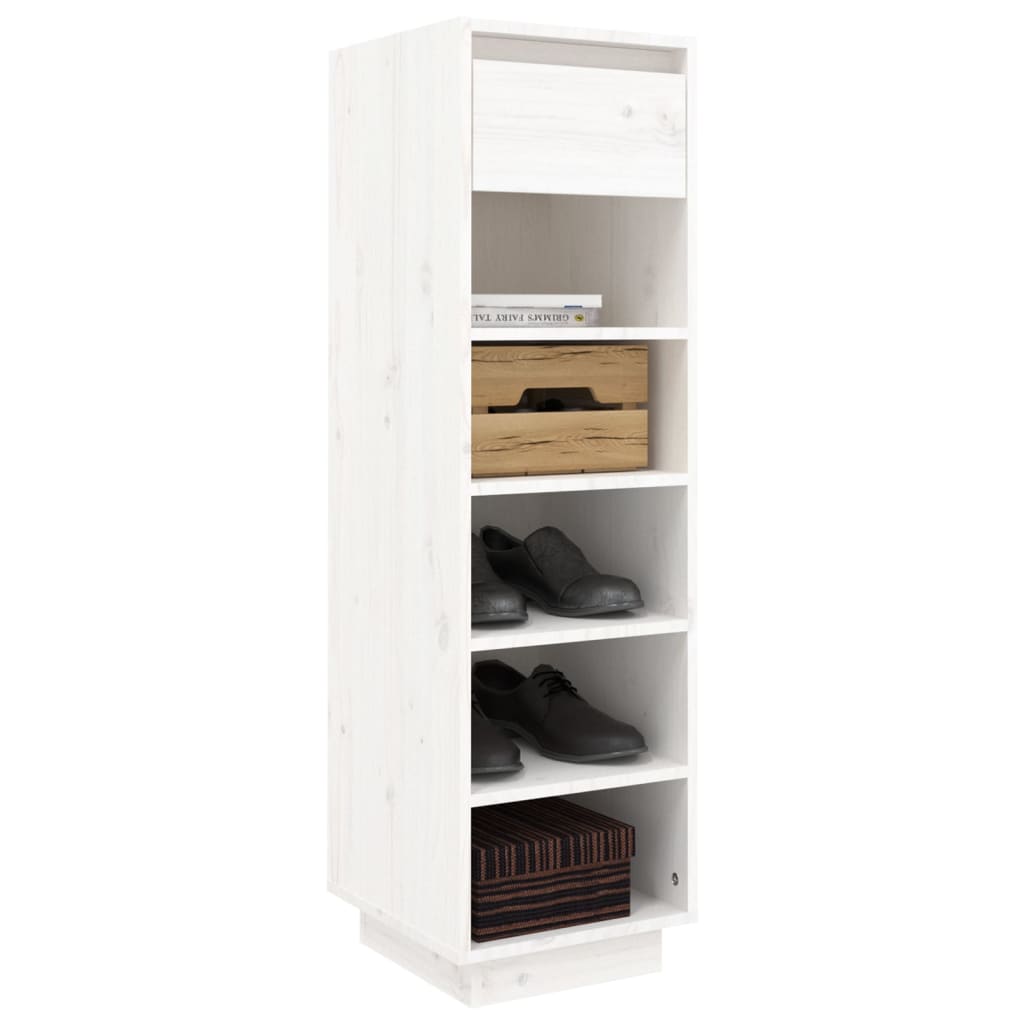 vidaXL Shoe Cabinet White 11.8"x13.4"x41.3" Solid Wood Pine