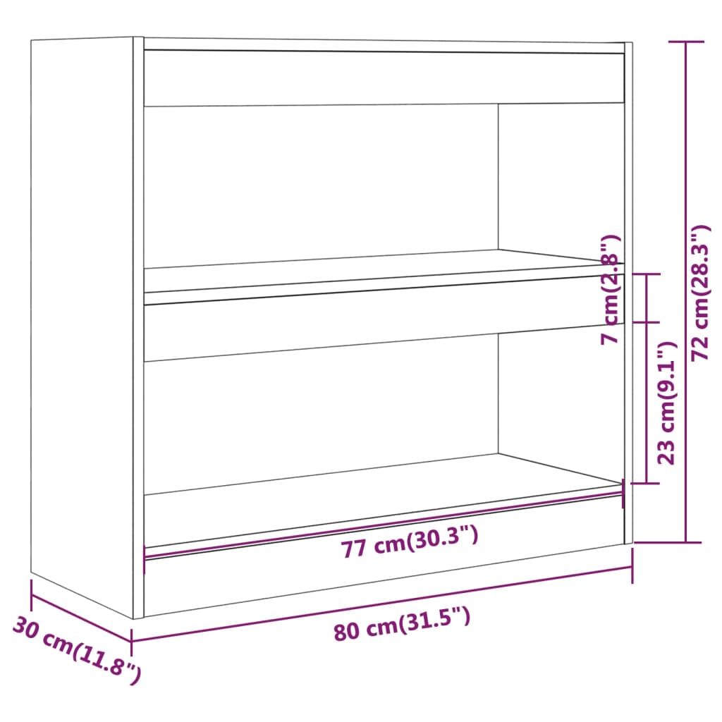vidaXL Book Cabinet/Room Divider High Gloss White 31.5"x11.8"x28.3"