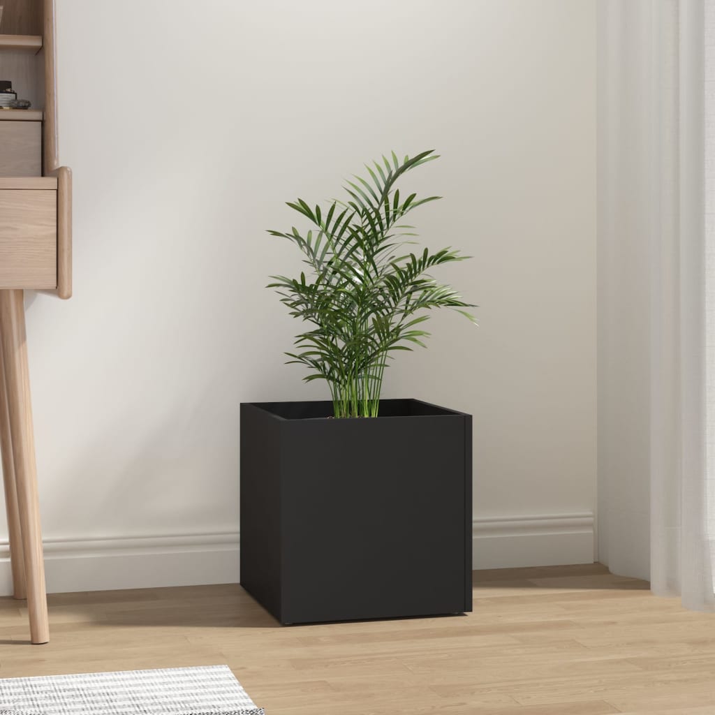 vidaXL Planter Box Black 15.7"x15.7"x15.7" Engineered Wood