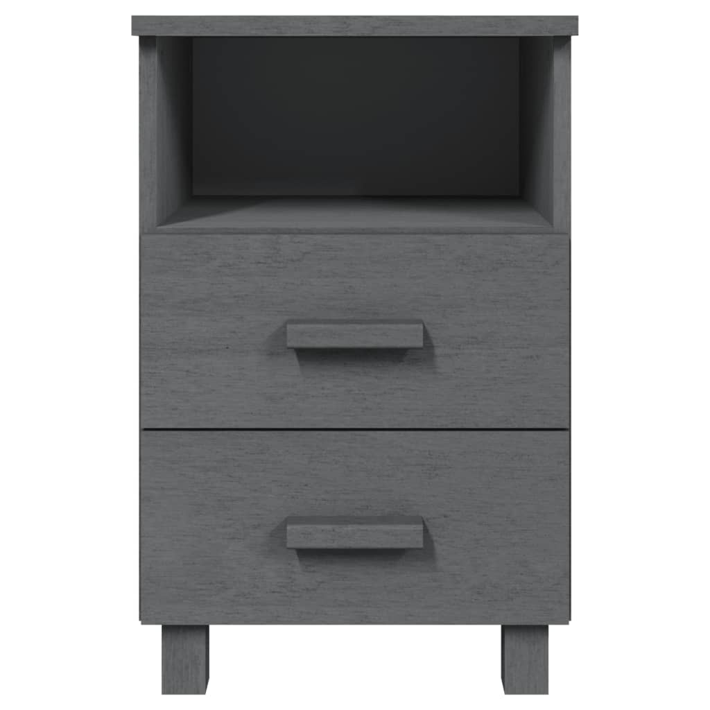 vidaXL Bedside Cabinet HAMAR Dark Gray 15.7"x13.8"x24.4" Solid Wood Pine