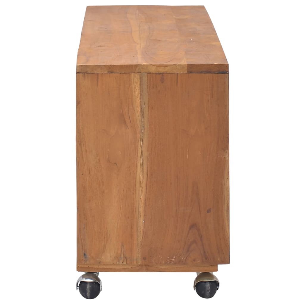vidaXL TV Cabinet with Wheels 43.3"x11.8"x15.7" Solid Teak Wood