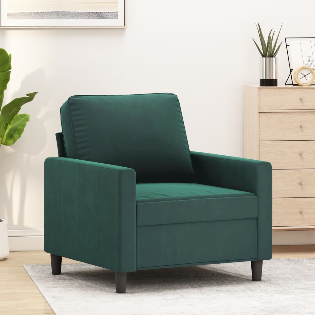 vidaXL Sofa Chair Dark Green 23.6" Velvet