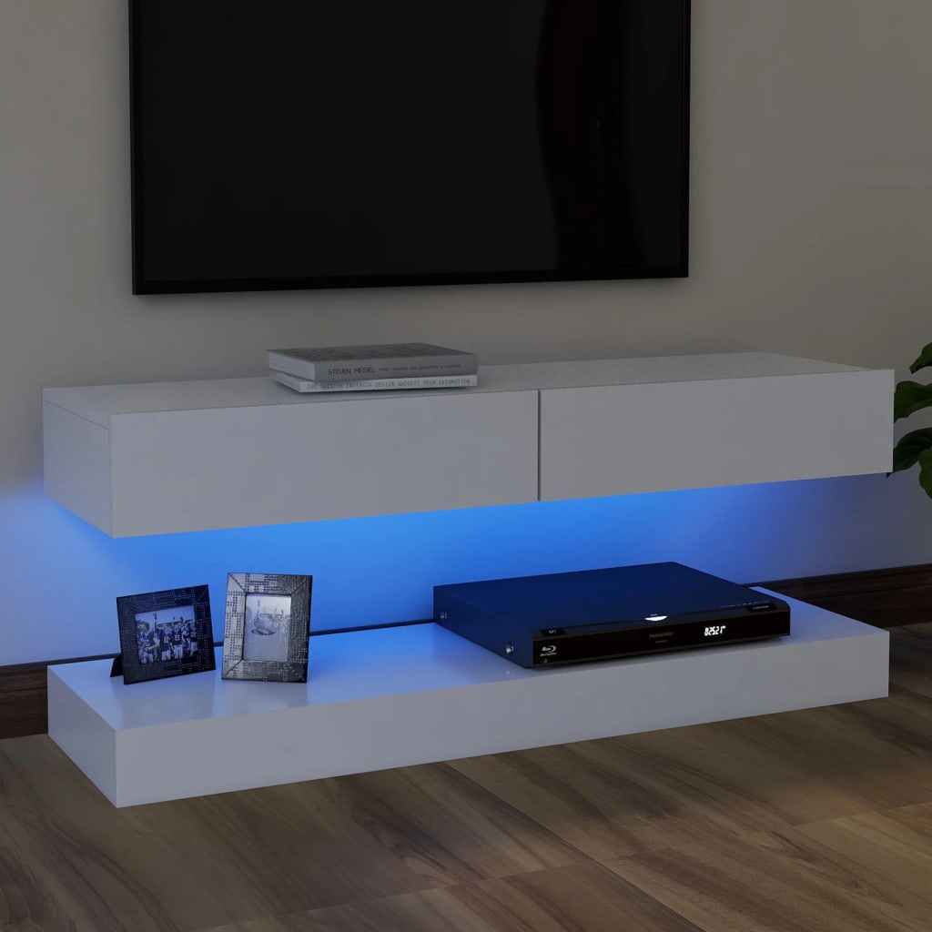 vidaXL TV Cabinet with LED Lights White 47.2"x13.8"