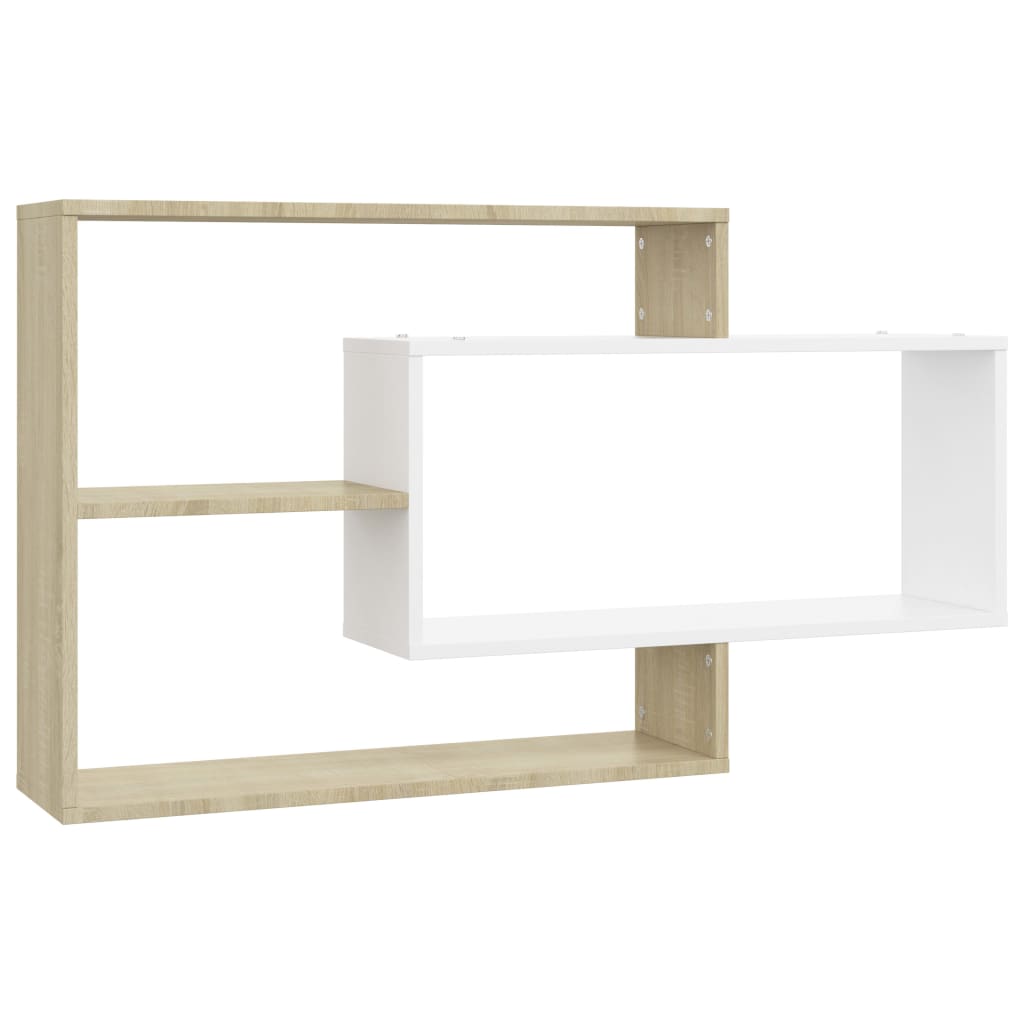 vidaXL Wall Shelves White and Sonoma Oak 40.9"x7.9"x23" Engineered Wood