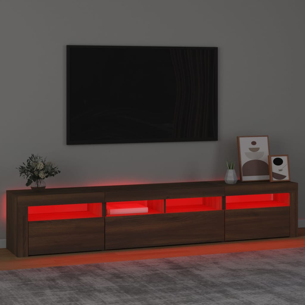 vidaXL TV Stand with LED Lights Brown Oak 82.7"x13.8"x15.7"