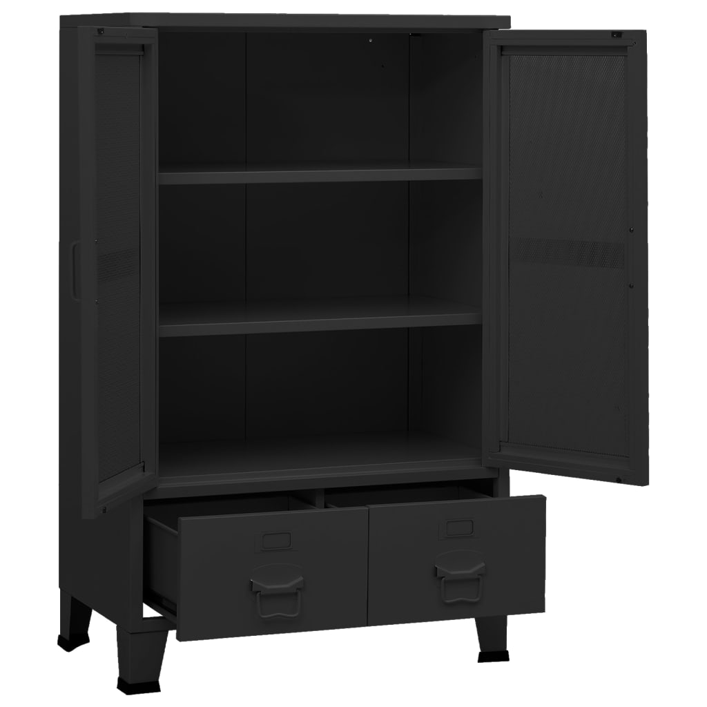 vidaXL Industrial Storage Cabinet Black 27.6"x15.7"x45.3" Metal