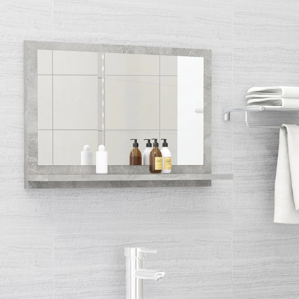 vidaXL Bathroom Mirror Concrete Gray 23.6"x4.1"x14.6" Engineered Wood