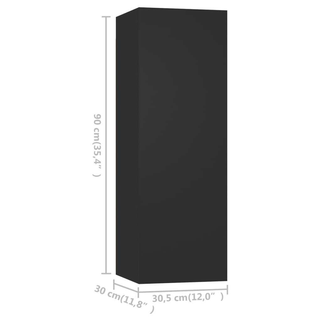vidaXL TV Cabinets 4 pcs Black 12"x11.8"x35.4" Chipboard