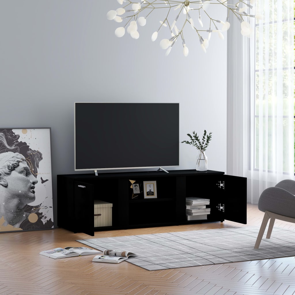 vidaXL TV Stand Black 47.2"x13.4"x14.6" Engineered Wood