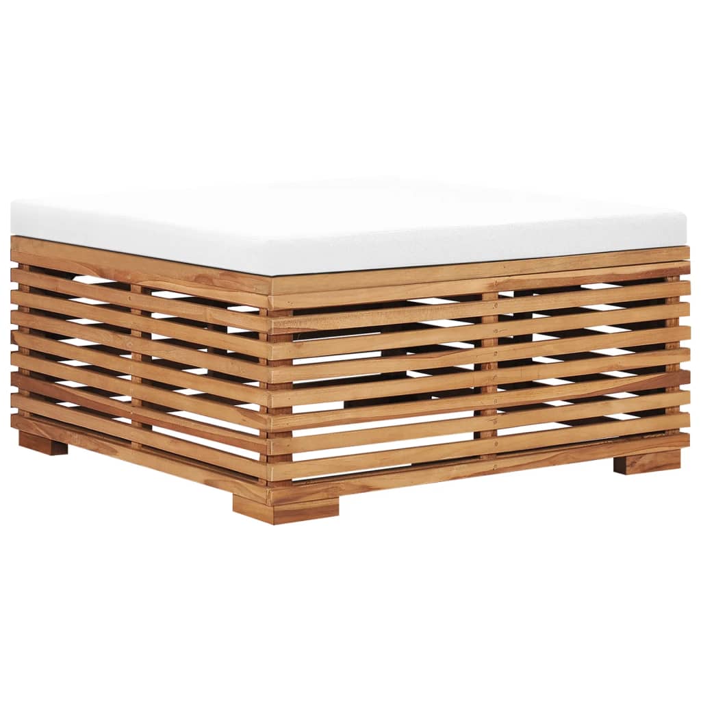 vidaXL Patio Table and Footrest Set & Cream Cushion Solid Teak Wood