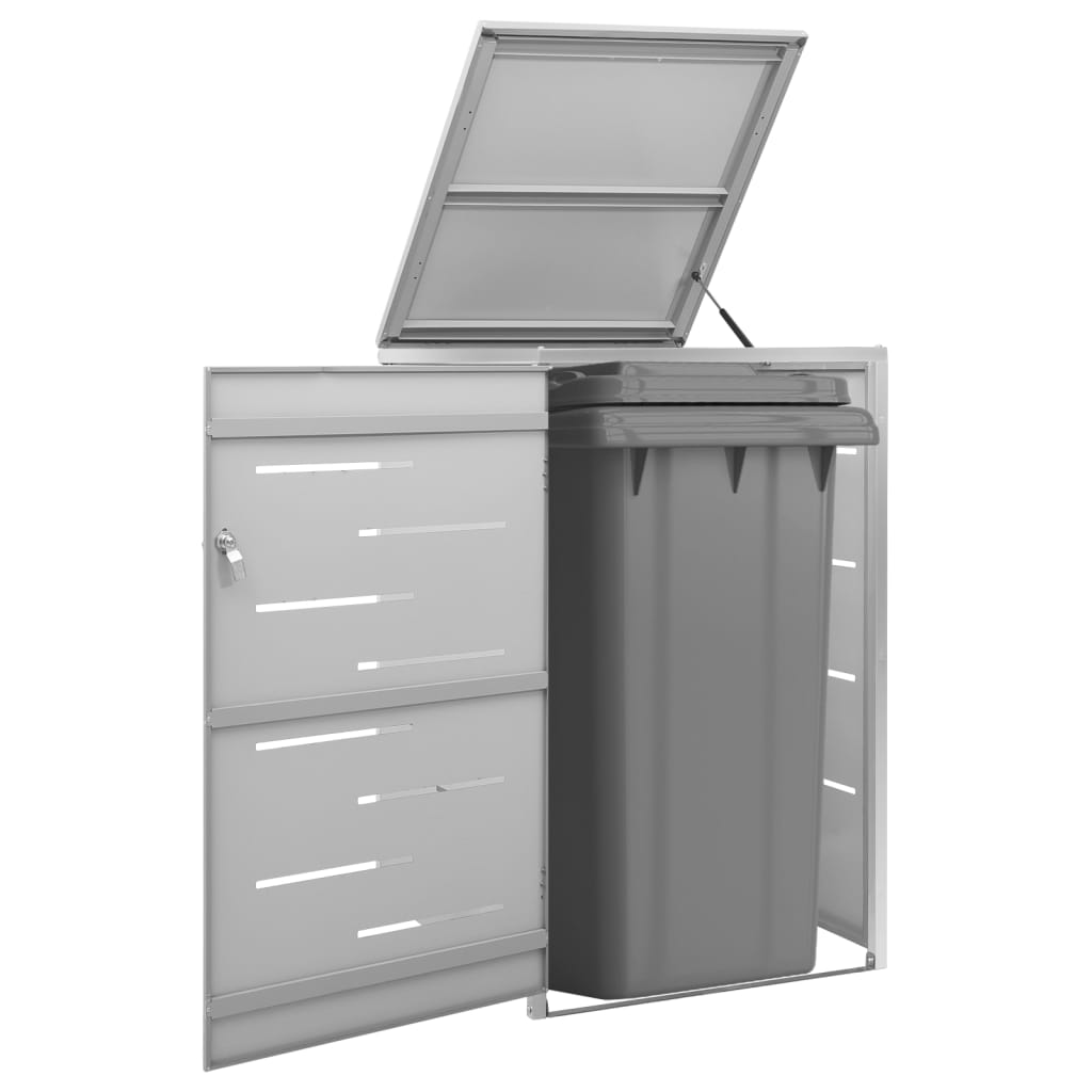 vidaXL Single Wheelie Bin Shed 27.2"x30.5"x44.3" Stainless Steel