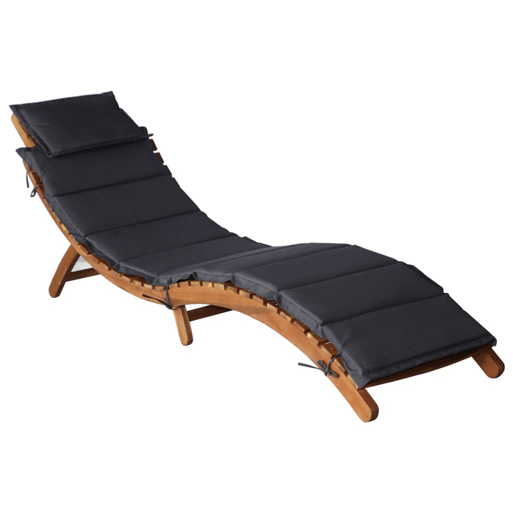 vidaXL Sun Loungers with Cushions 2 pcs Dark Gray Solid Wood Acacia