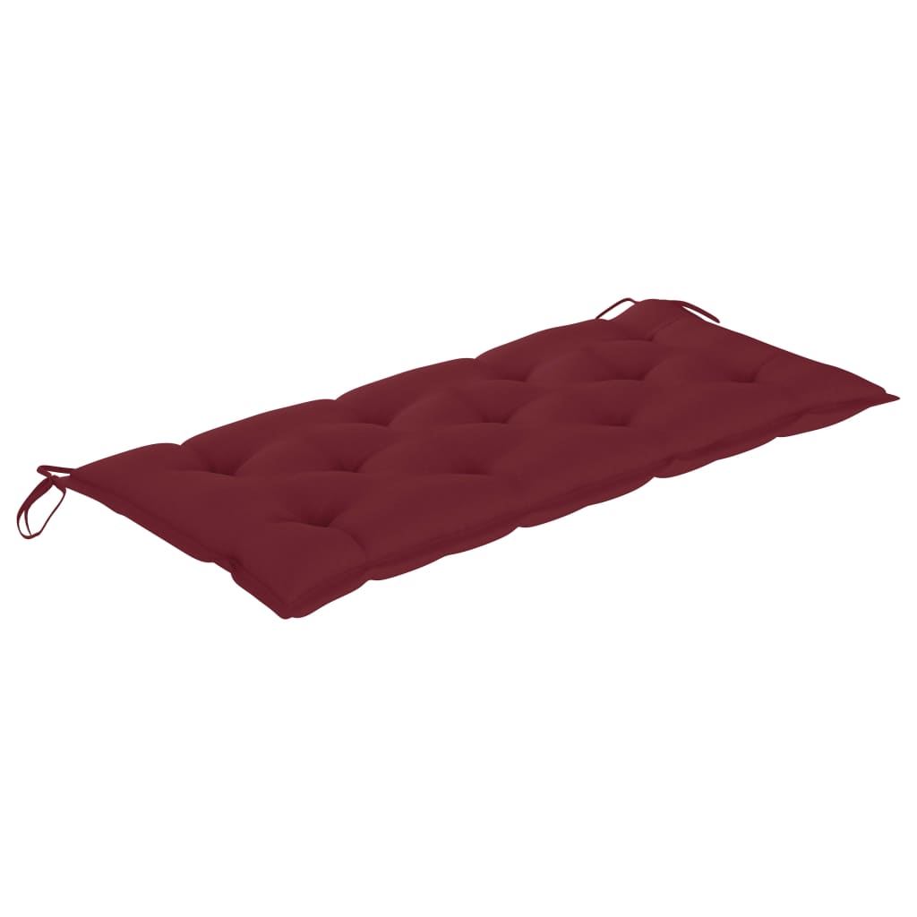 vidaXL Swing Bench with Wine Red Cushion 47.2" Solid Wood Teak