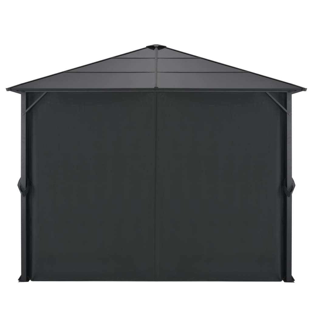 vidaXL Gazebo with Curtain Aluminum 9.8'x9.8' Black