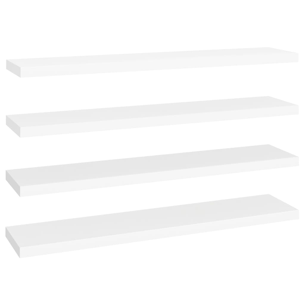 vidaXL Floating Wall Shelves 4 pcs White 47.2"x9.3"x1.5" MDF