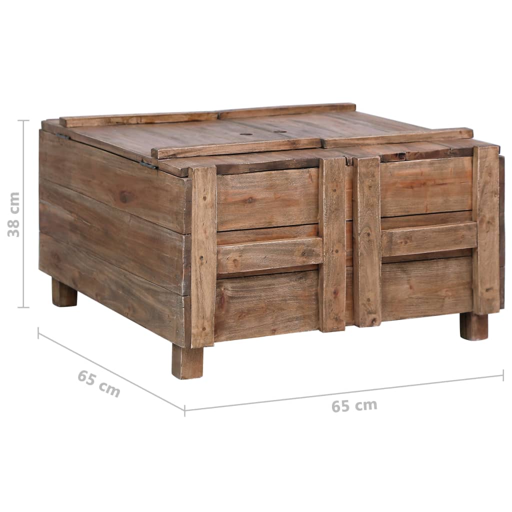 vidaXL Coffee Table 25.6"x25.6"x15" Solid Reclaimed Wood