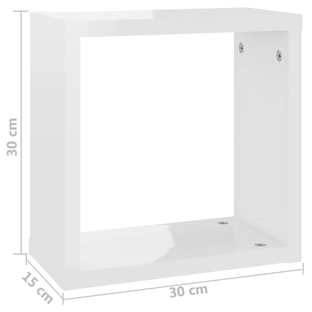 vidaXL Wall Cube Shelves 4 pcs High Gloss White 11.8"x5.9"x11.8"