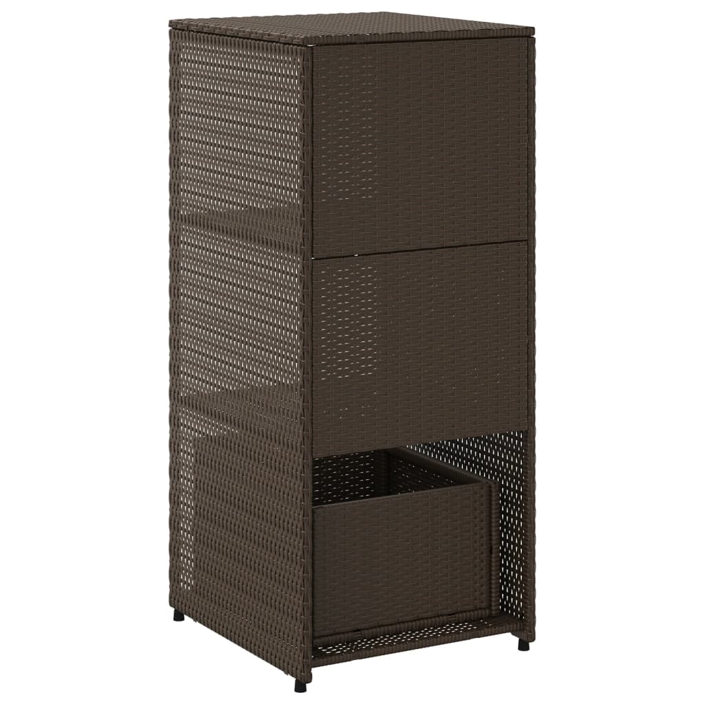 vidaXL Patio Storage Cabinet Brown 19.7"x21.7"x45.3" Poly Rattan