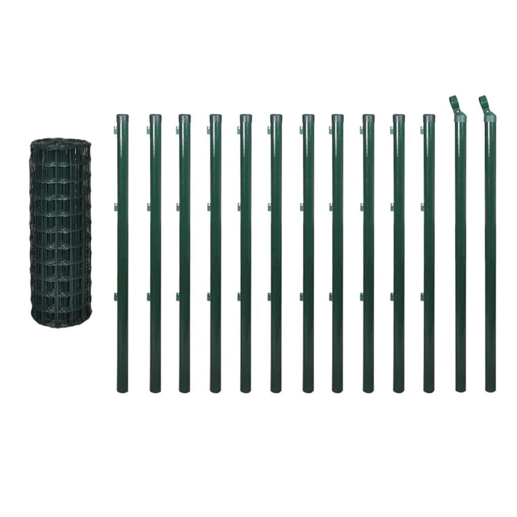 vidaXL Euro Fence Steel 82ftx3.9ft Green