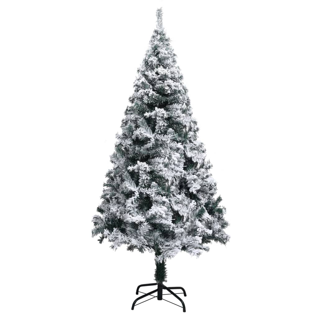 vidaXL Artificial Christmas Tree with LEDs&Flocked Snow Green 94.5"