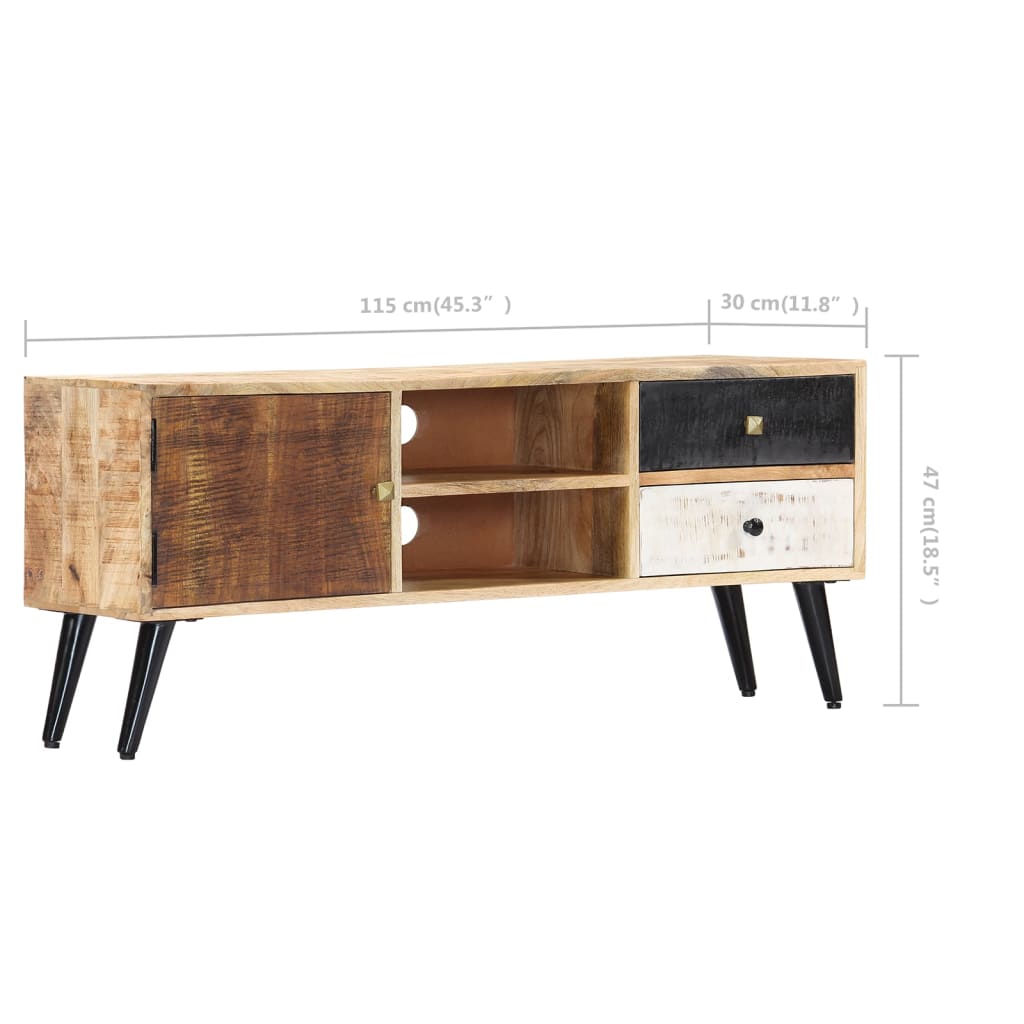 vidaXL TV Cabinet 45.3"x11.8"x18.5" Solid Mango Wood