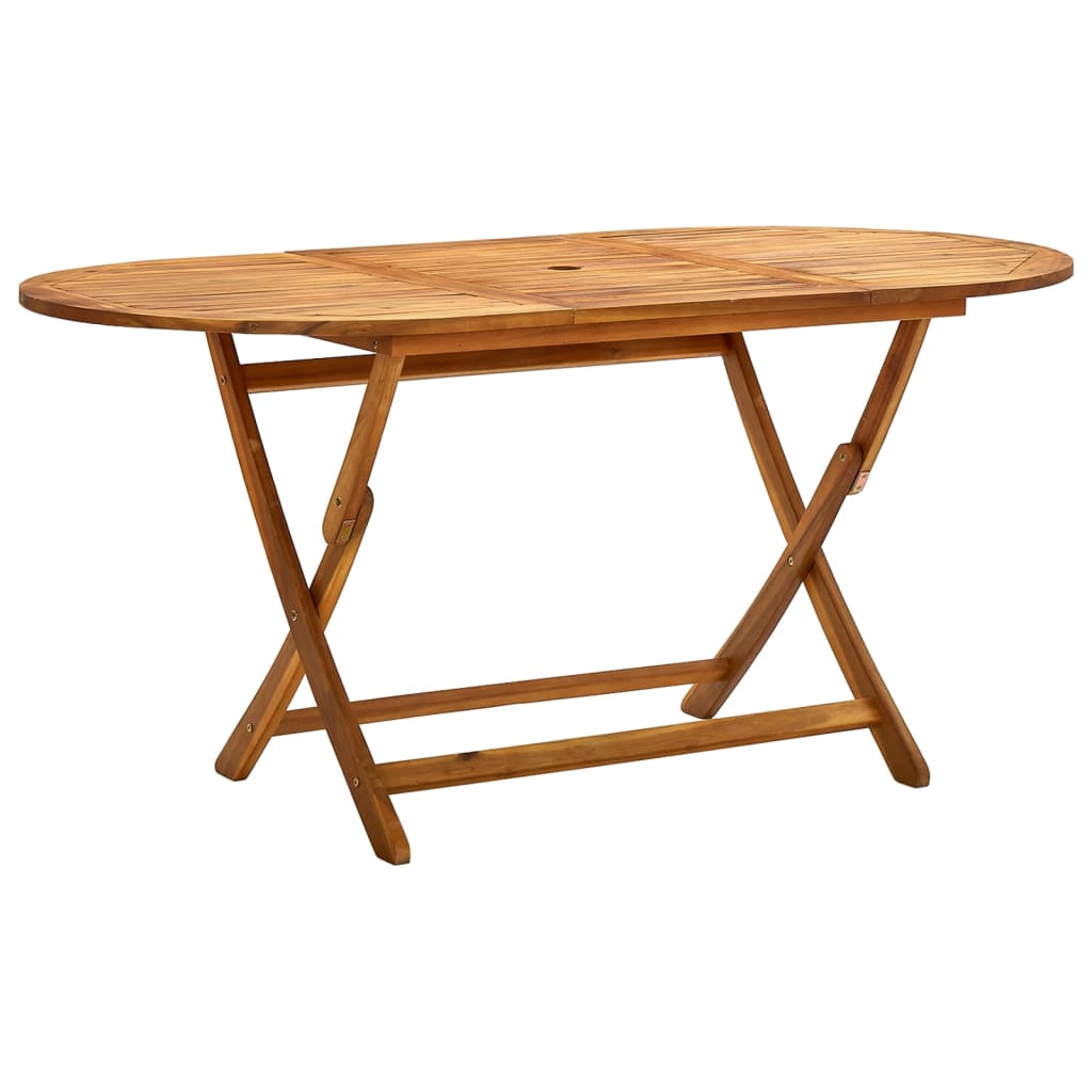 vidaXL Folding Patio Table 63"x33.5"x29.5" Solid Wood Acacia