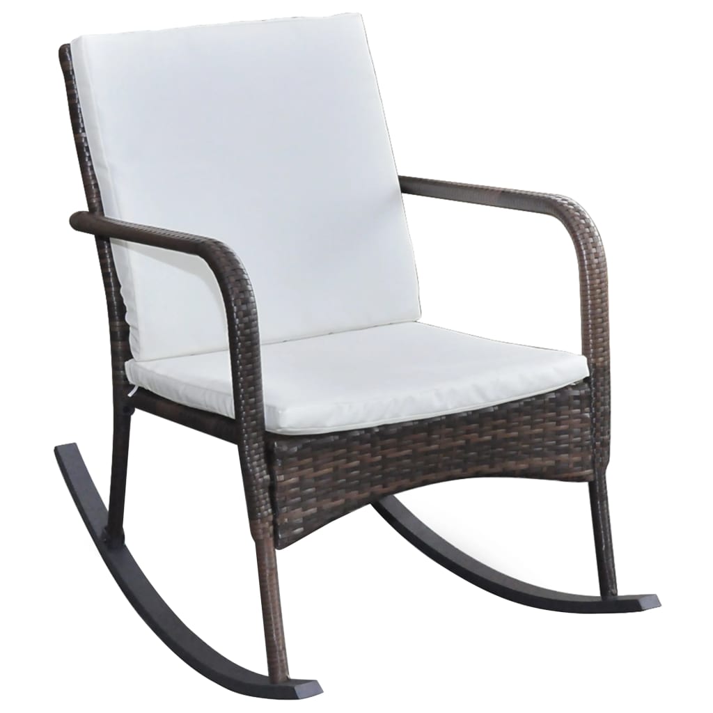 vidaXL Outdoor Rocking Chair Brown Poly Rattan