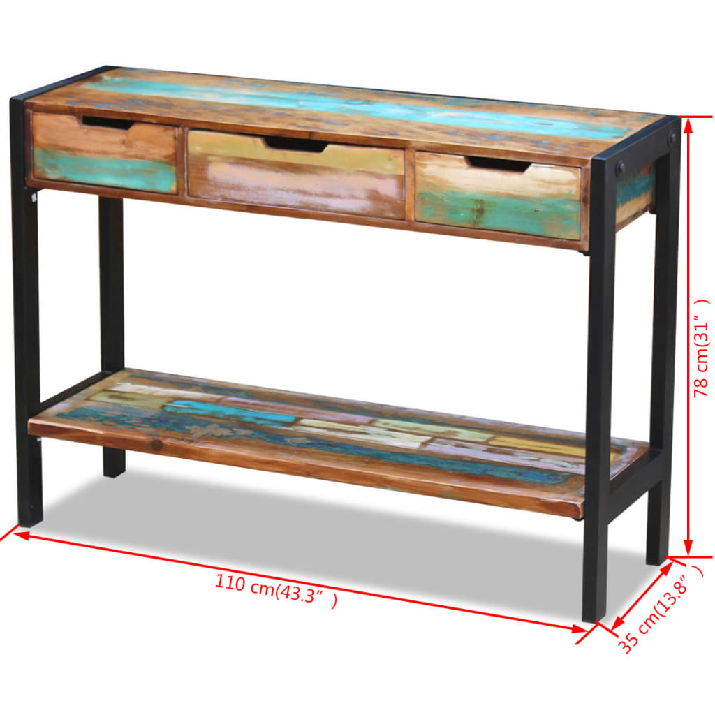 vidaXL 3 Shelves Sideboard Solid Reclaimed Wood Side Console Table Nightstand for sale online 