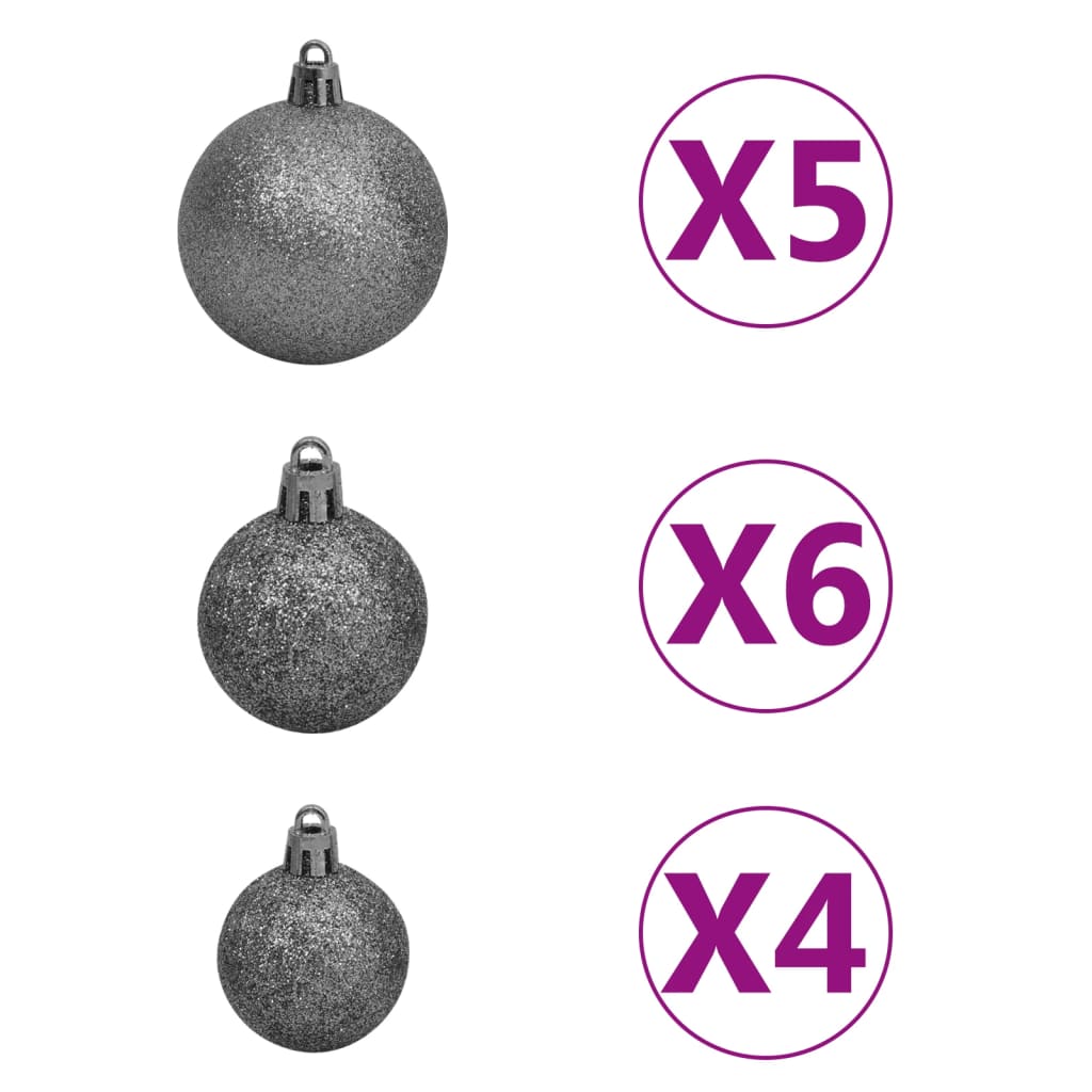 vidaXL Slim Pre-lit Christmas Tree with Ball Set&Flocked Snow Green 47.2"