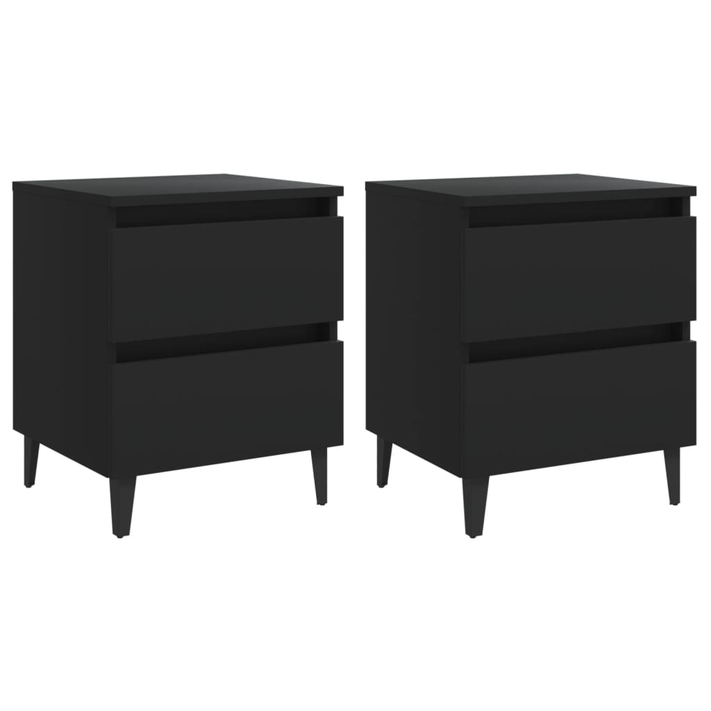 vidaXL Bed Cabinets 2 pcs Black 15.7"x13.8"x19.7" Engineered Wood