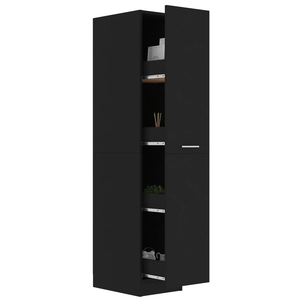 vidaXL Apothecary Cabinet Black 11.8"x16.7"x59.1" Engineered Wood