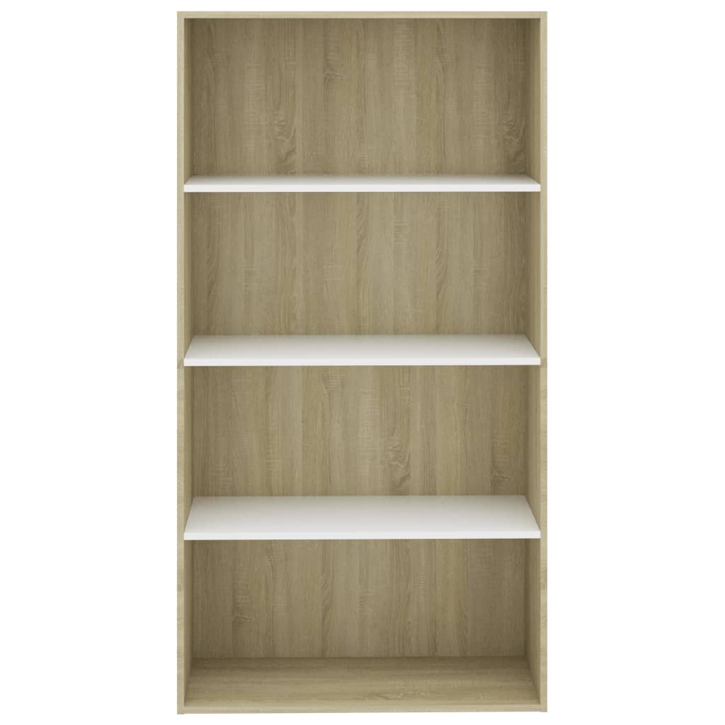 vidaXL 4-Tier Book Cabinet White and Sonoma Oak 31.5"x11.8"x59.6" Engineered Wood
