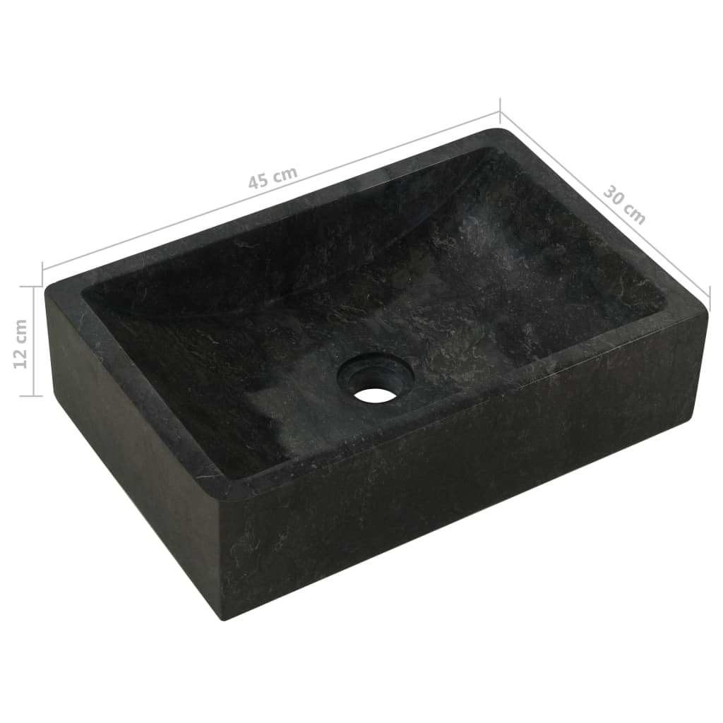 vidaXL Sink 17.7"x11.8"x4.7" Marble High Gloss Black