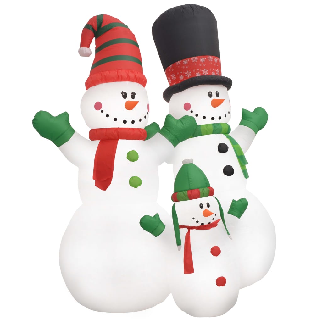 vidaXL Inflatable Snowman Family with LEDs8 ft