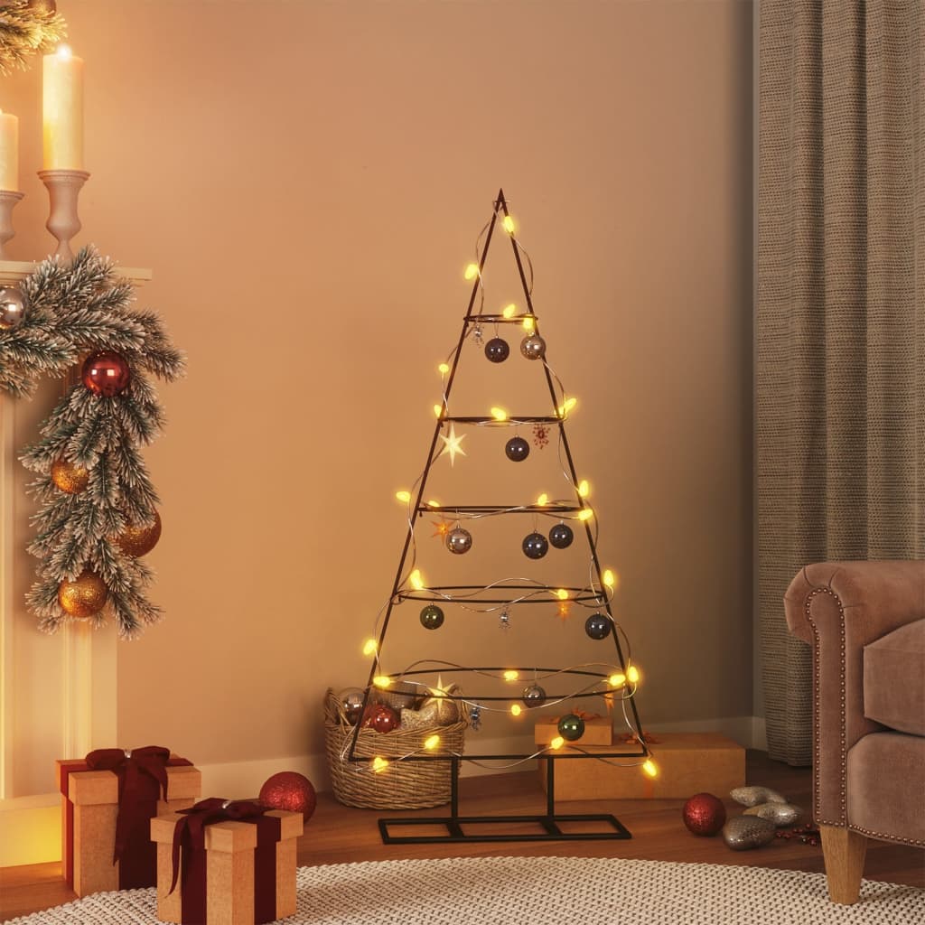 vidaXL Metal Christmas Tree for Decoration Black 49.2"