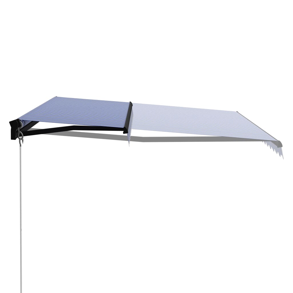 vidaXL Manual Retractable Awning 157.5"x118.1" Blue and White