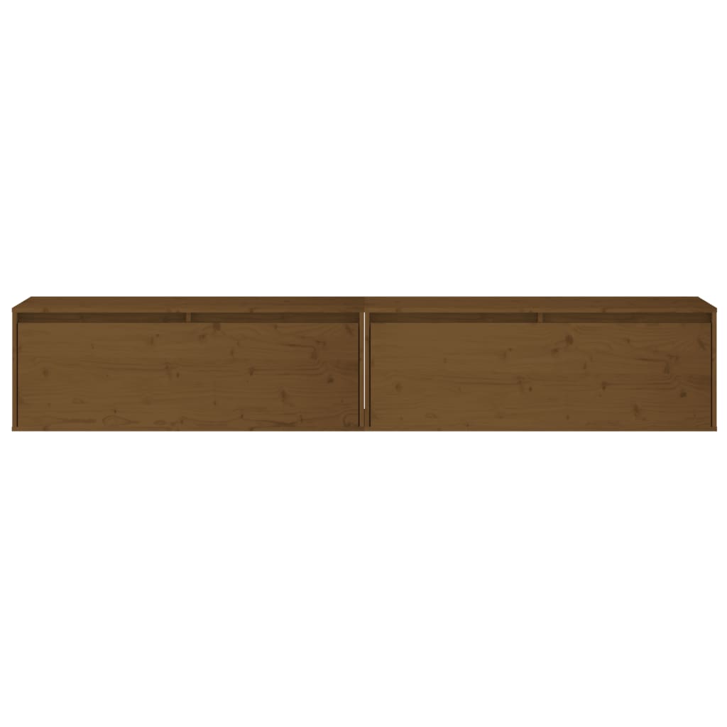 vidaXL Wall Cabinets 2pcs Honey Brown 39.4"x11.8"x13.8" Solid Wood Pine