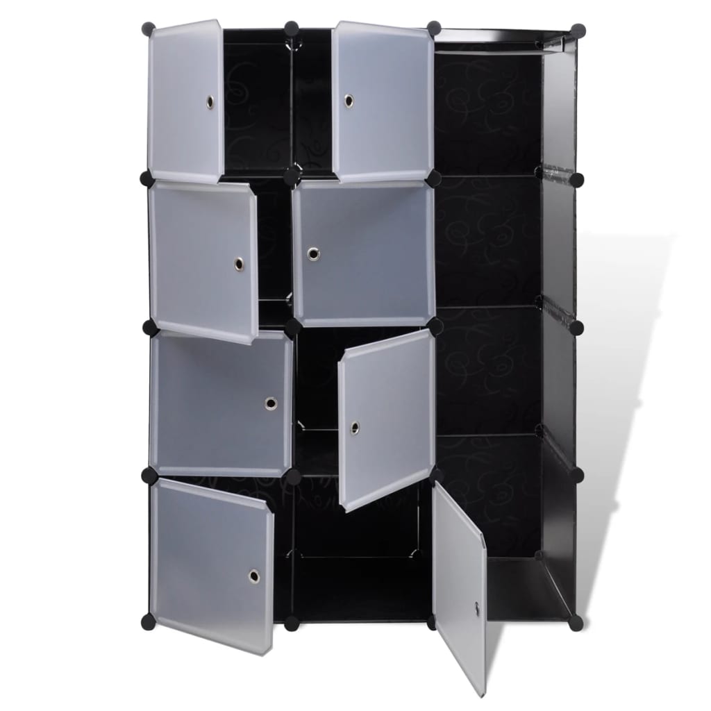 vidaXL Modular Cabinet with 9 Compartments 14.6"x45.3"x59.1" Black and White