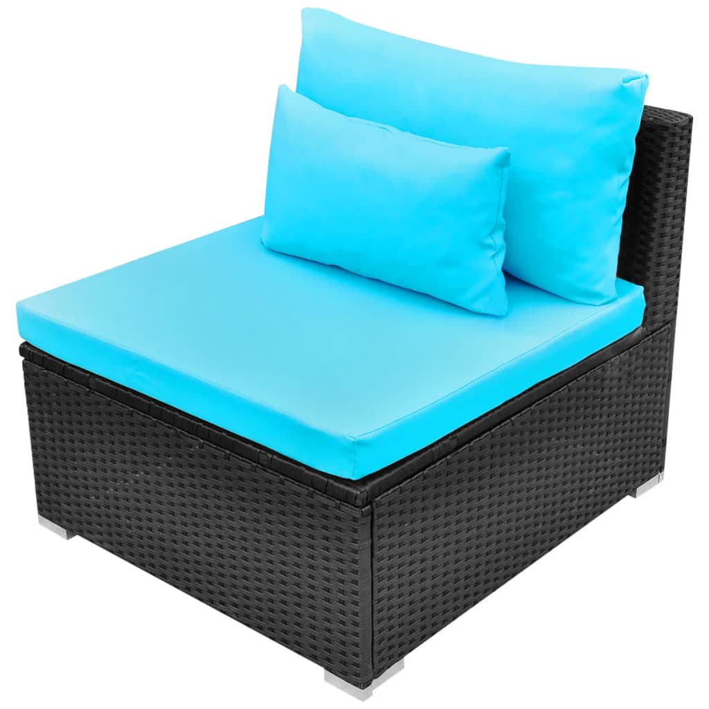 vidaXL 13 Piece Patio Lounge Set with Cushions Poly Rattan Blue