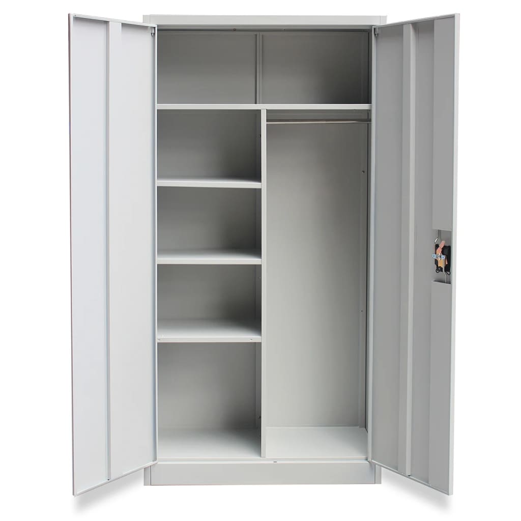 vidaXL Locker Cabinet 2 Doors Gray Metal