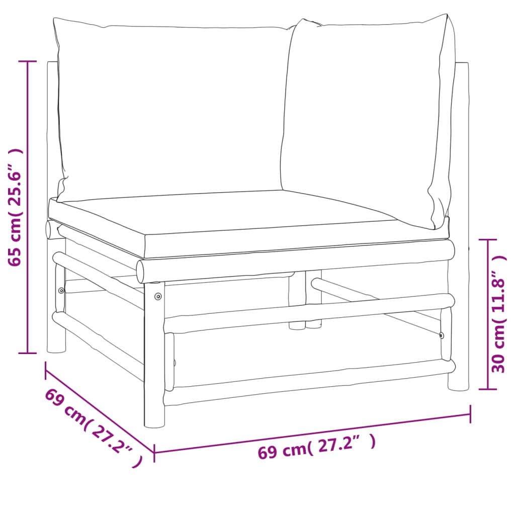 vidaXL 5 Piece Patio Lounge Set with Taupe Cushions Bamboo