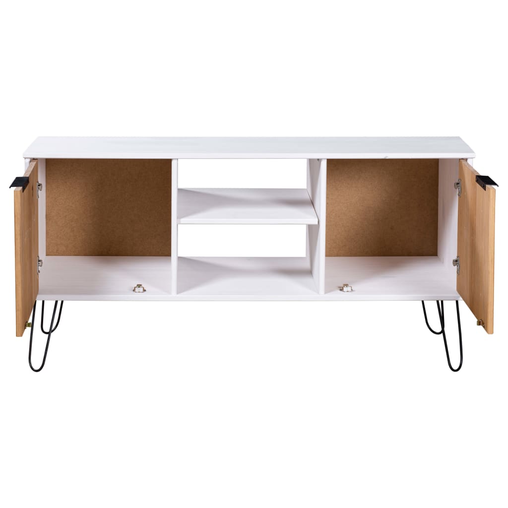 vidaXL TV Stand "New York" White and Light Wood Solid Pine Wood