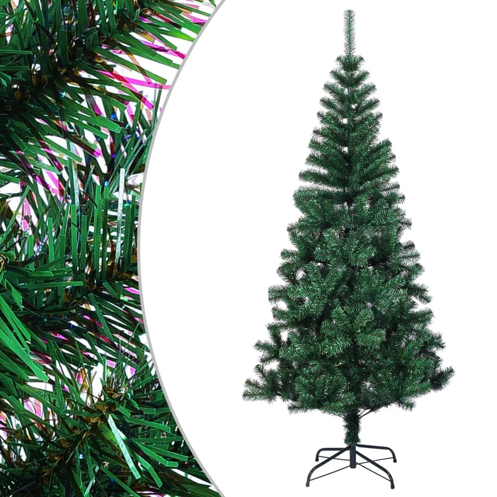 vidaXL Artificial Christmas Tree with Iridescent Tips Green 7 ft PVC