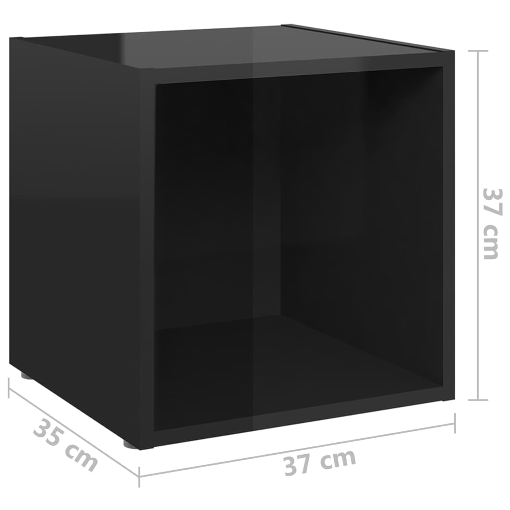 vidaXL 4 Piece TV Cabinet Set High Gloss Black Engineered Wood