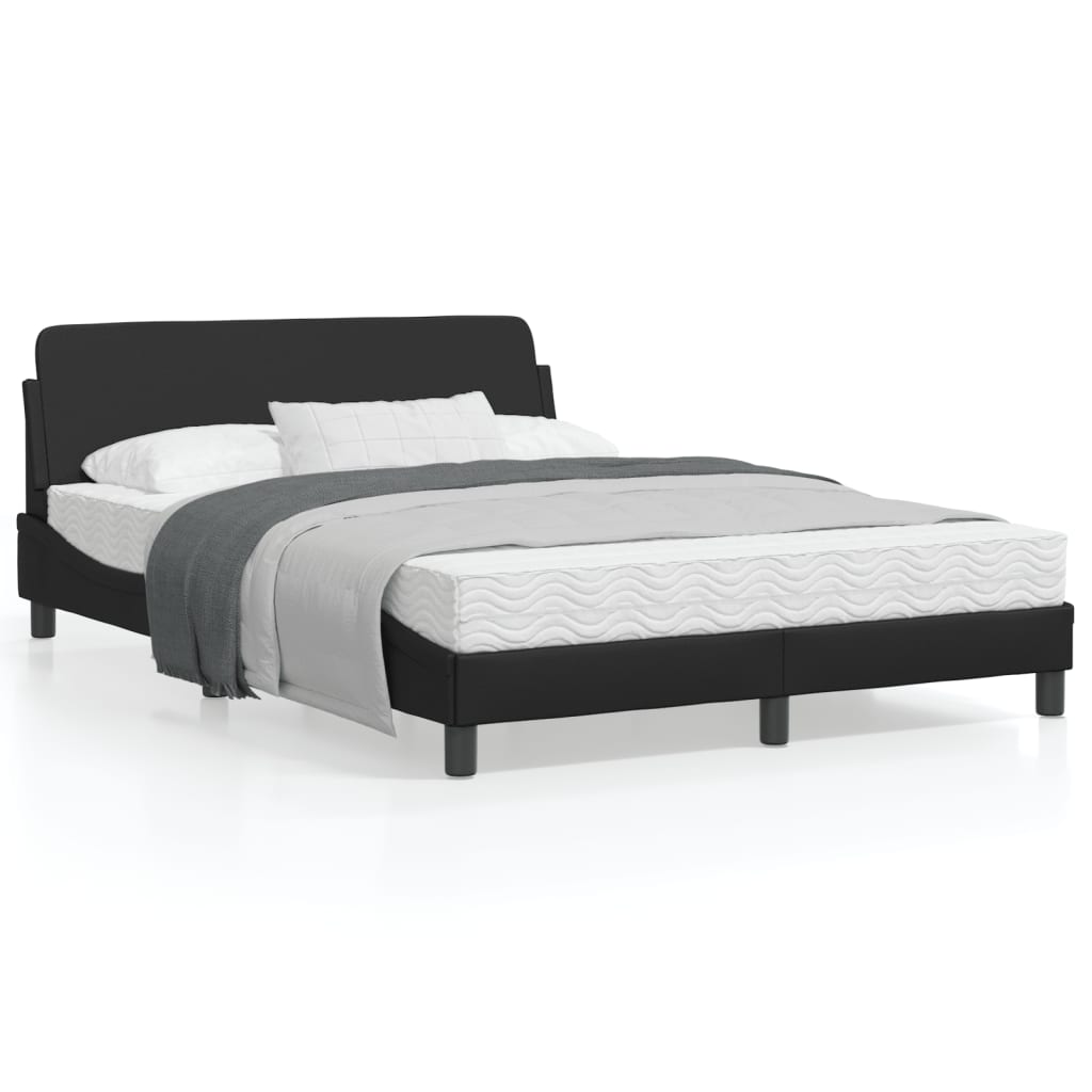 vidaXL Bed Frame with Headboard Black 53.9"x74.8" Full Faux Leather