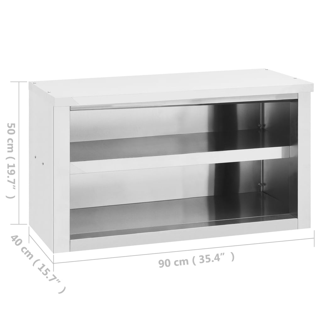 vidaXL Kitchen Wall Cabinet 35.4"x15.7"x19.7" Stainless Steel