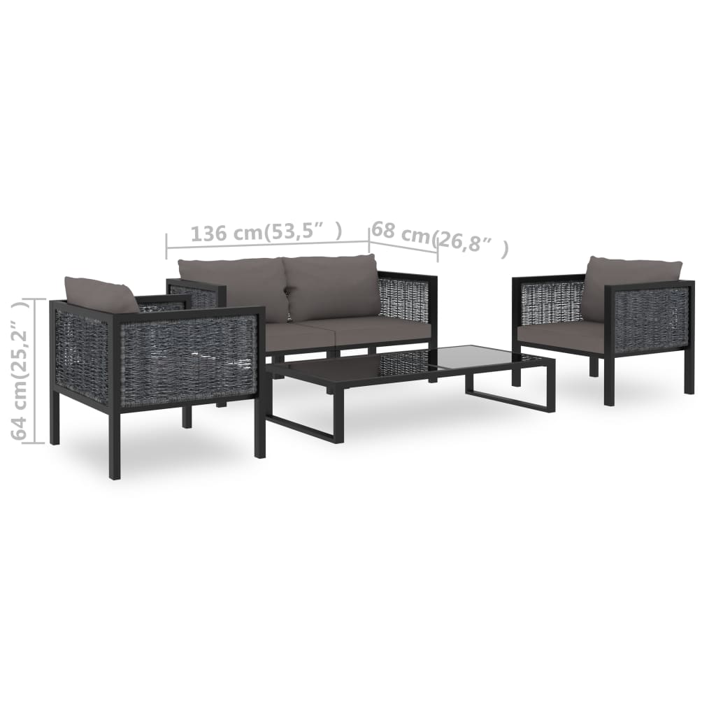 vidaXL 5 Piece Patio Lounge Set with Cushions Poly Rattan Anthracite